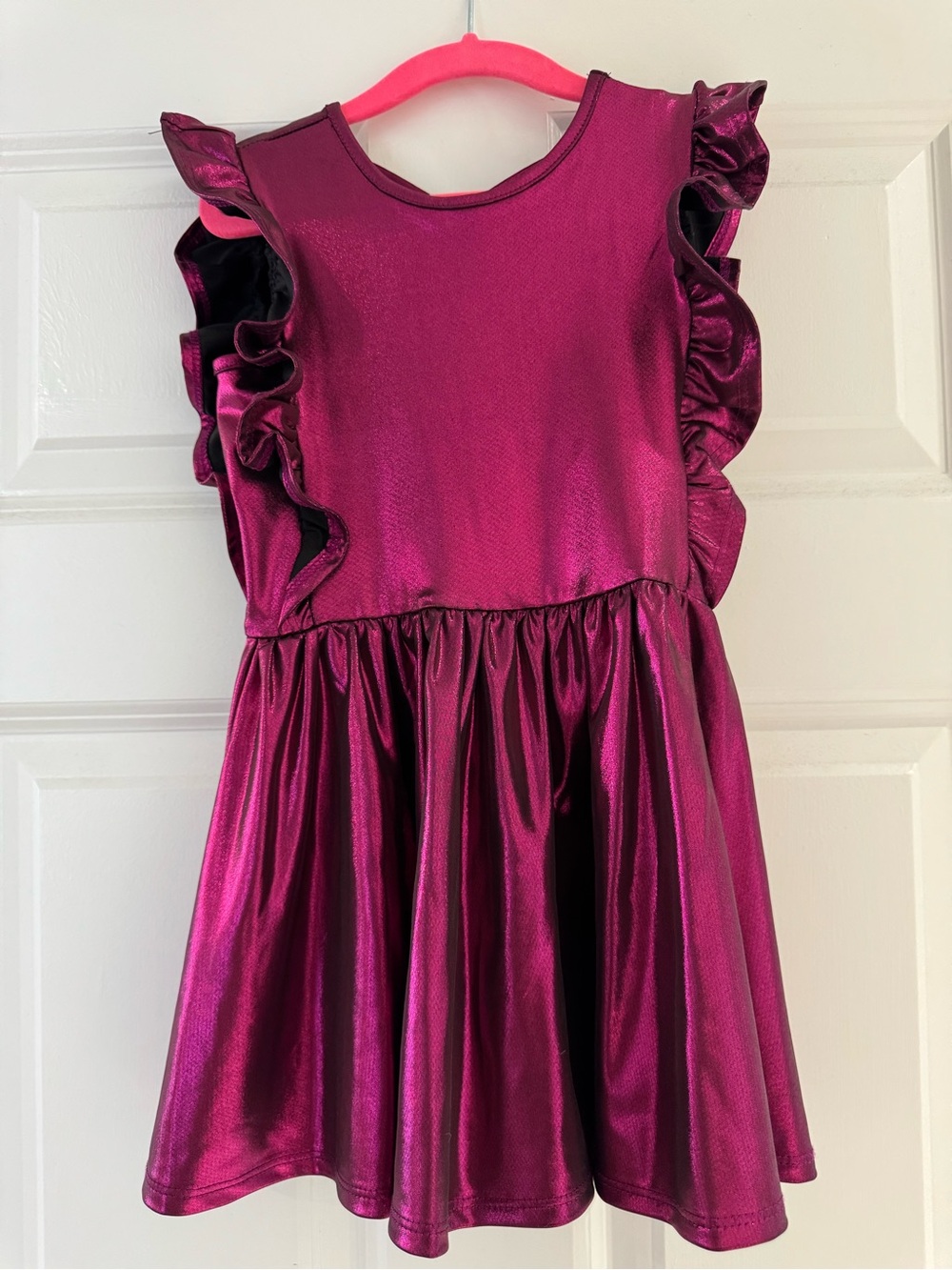 Pixielane Girls' Metallic Fuchsia Ruffle Formal Dress NWOT